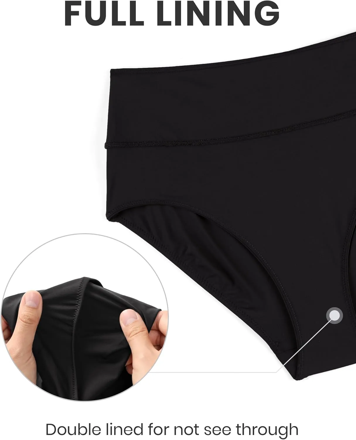 CRZ YOGA Womens High Waisted Bikini Bottom Full Coverage Tummy Control Bathing Suit Wide Waistband Swimsuit Swim Briefs