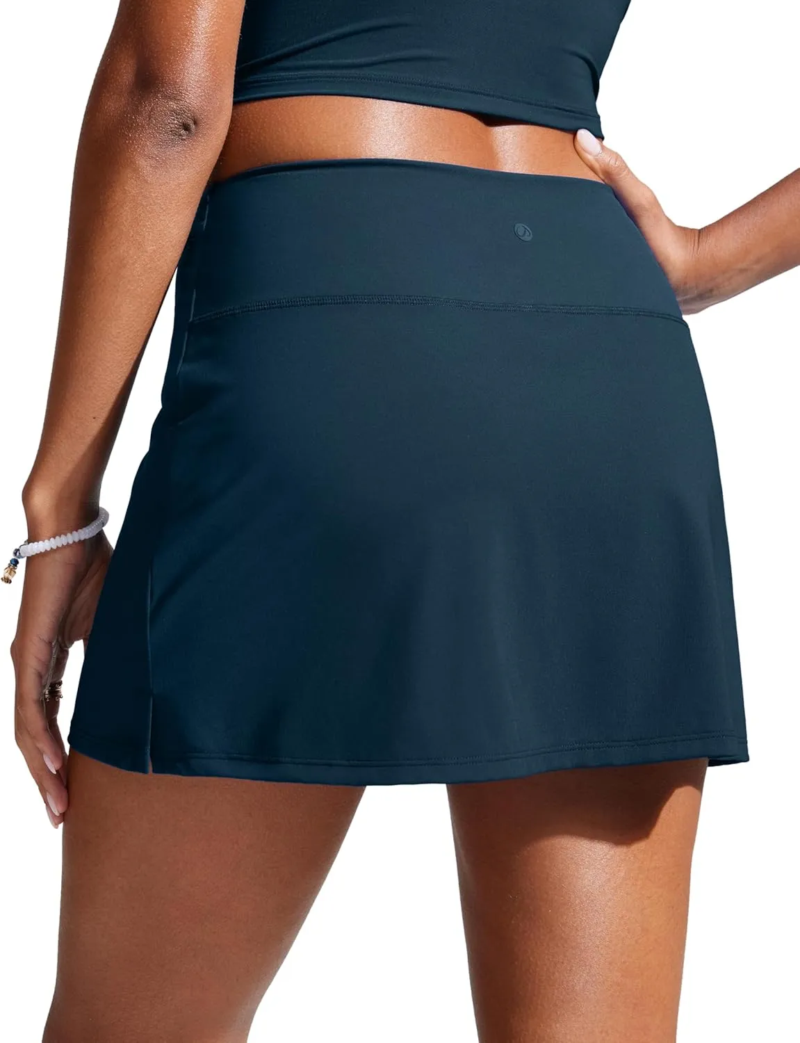 CRZ YOGA Womens High Waisted Swim Skirt A Line Swimsuit Skorts Side Slit Bathing Suit Bikini Bottoms with Built in Briefs