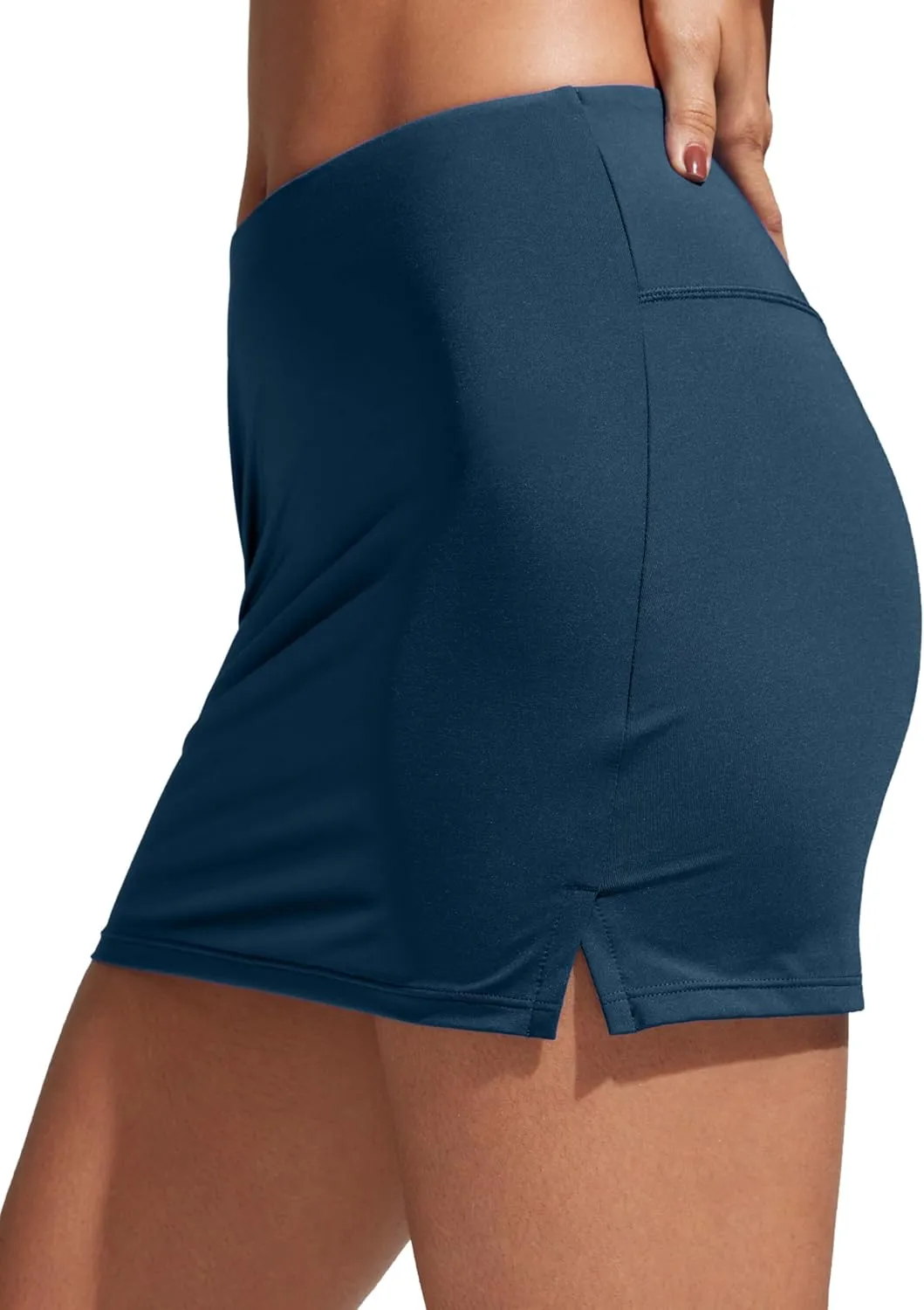 CRZ YOGA Womens High Waisted Swim Skirt A Line Swimsuit Skorts Side Slit Bathing Suit Bikini Bottoms with Built in Briefs