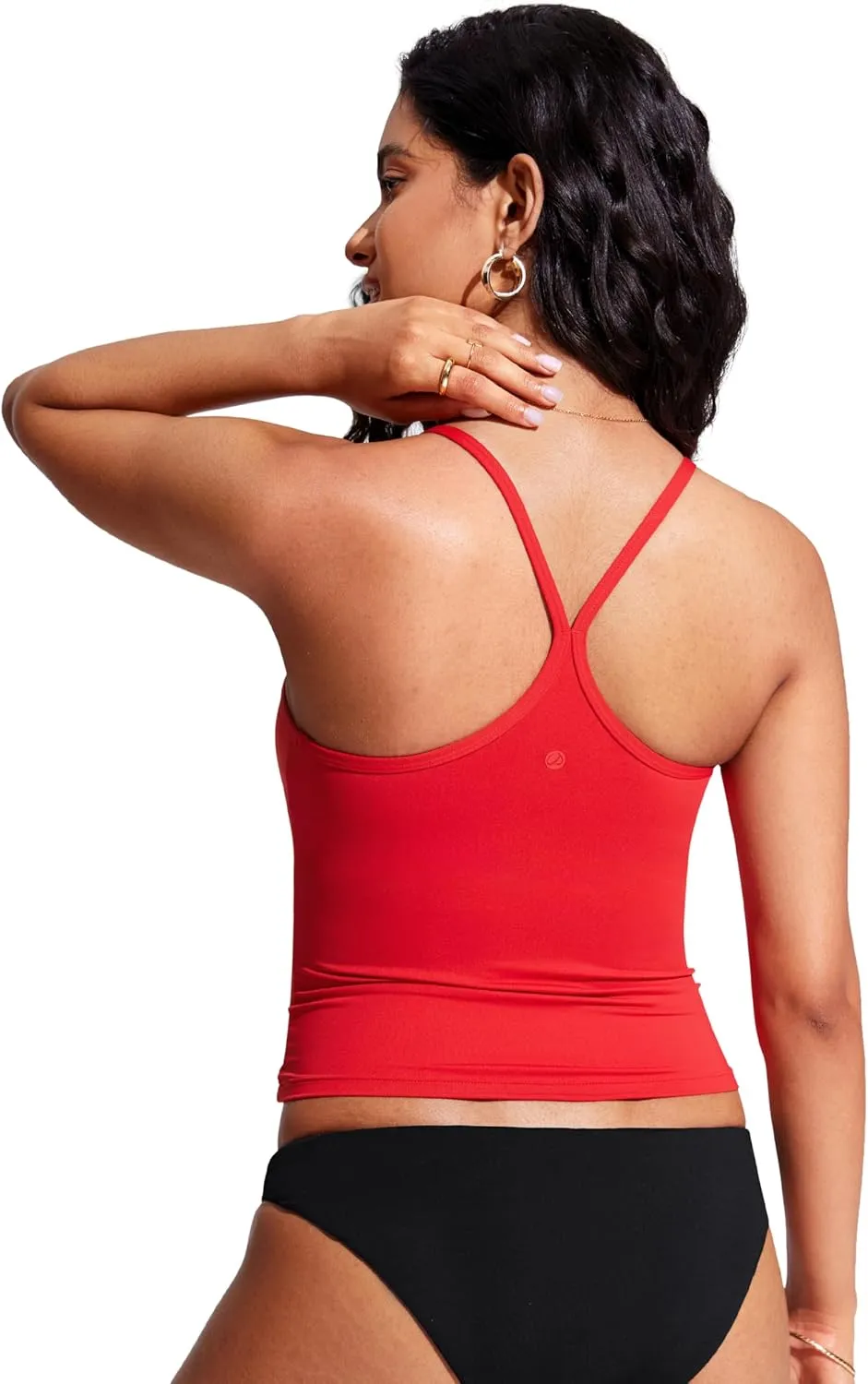 CRZ YOGA Womens Racerback Tankini Tops Scoop Neck Spaghetti Straps Bathing Suit Bikini Only Padded Crop Swim Tank