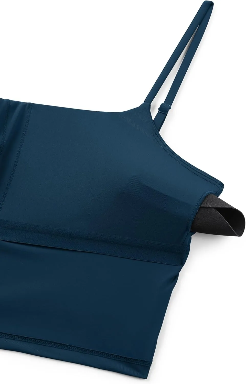 CRZ YOGA Womens Scoop Neck Bikini Tops U Back Longline Swimsuit Adjustable Spaghetti Straps Bathing Suit Crop Tankini