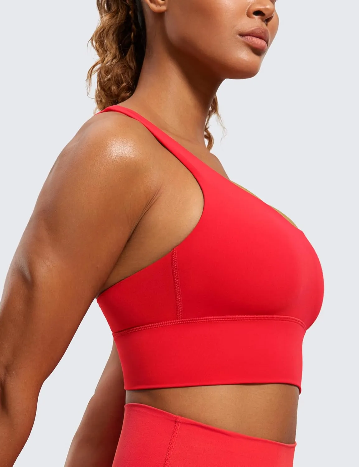 CRZ YOGA Womens Strappy Longline Sports Bra - Medium Impact Criss Cross Yoga Padded Workout Crop Top