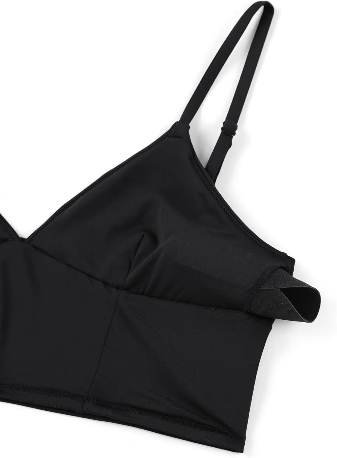 CRZ YOGA Womens V Neck Bikini Tops Adjustable Spaghetti Straps Bathing Suit Sexy Swimsuit Padded