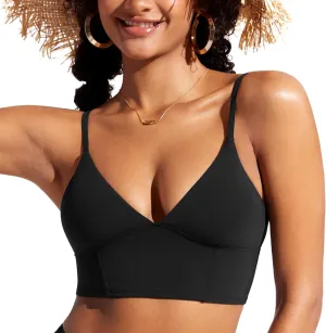 CRZ YOGA Womens V Neck Bikini Tops Adjustable Spaghetti Straps Bathing Suit Sexy Swimsuit Padded