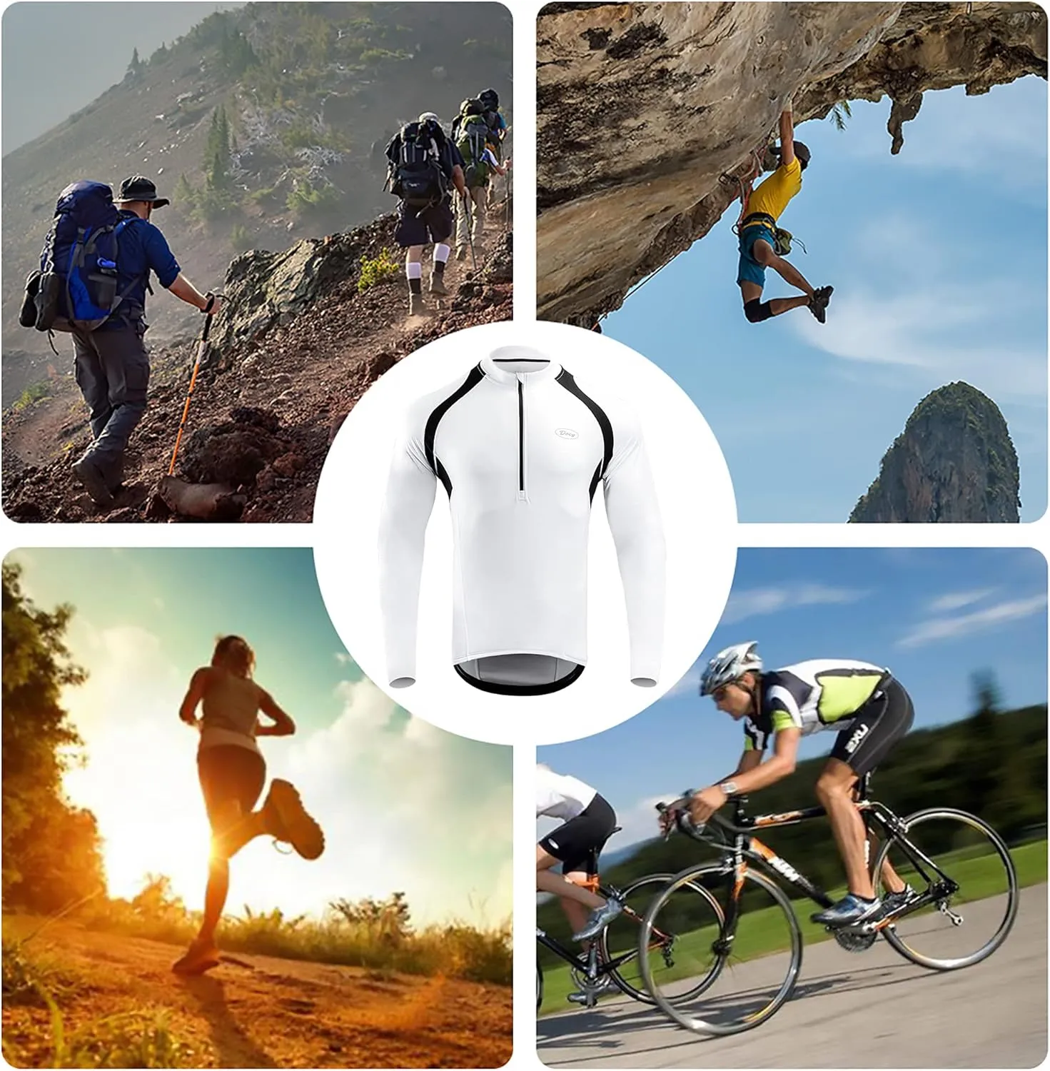 Cycling Bike Jersey for Men Short and Long Sleeve Bike Bicycle Shirts Biking Clothing Breathable Quick-Dry Shirt with Pockets