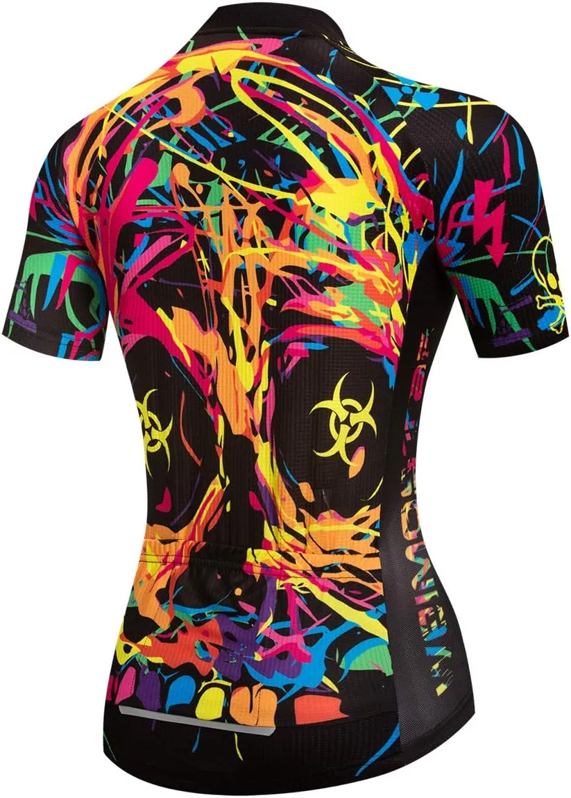 Cycling Jerseys Women,Mountain Bicycle Clothes Summer Cycling Tops Short Sleeve Riding Bike Shirts MTB Jersey Quick Dry
