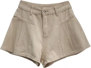 Denim Skort for Women Casual Slim A-Line Ruffle Shorts Summer Wide Leg Stretch Pleated Y2K Mini Jean Skirt Shorts