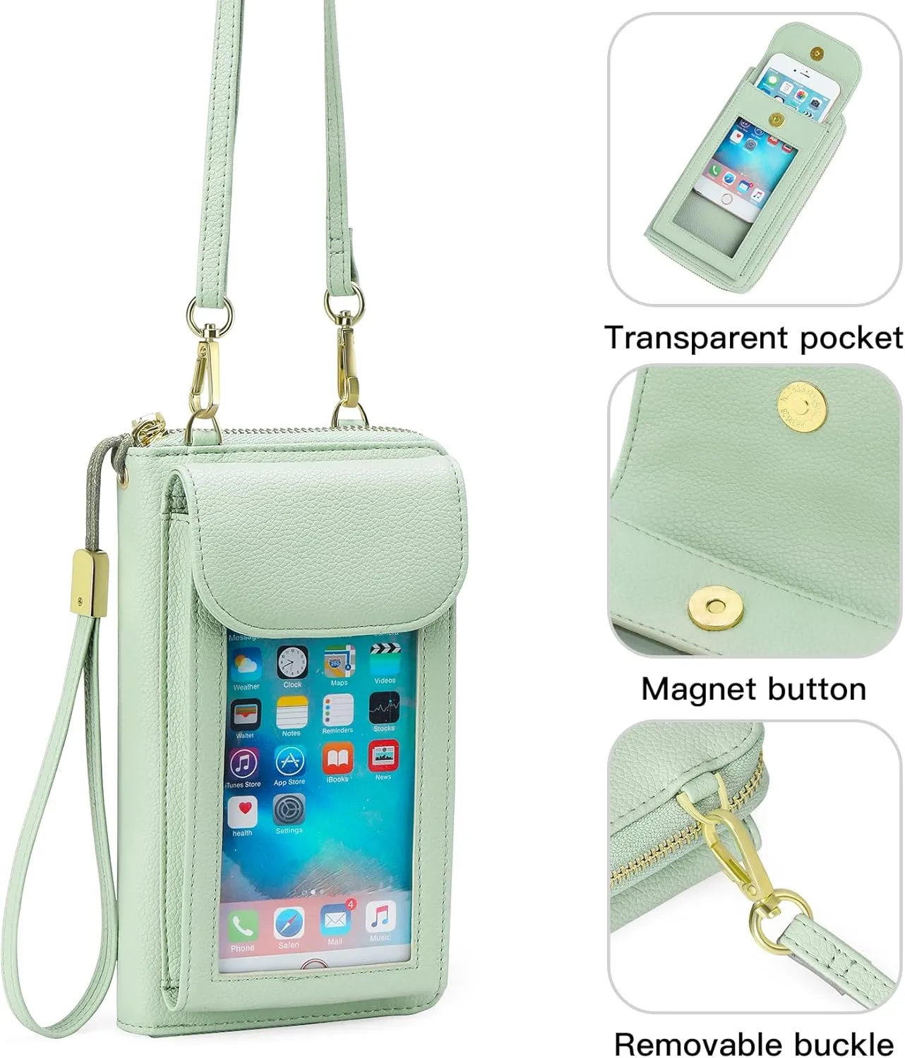FALAN MULE Small Cell Phone Crossbody Bag Purse for Women, PU Leather Wallet Purse