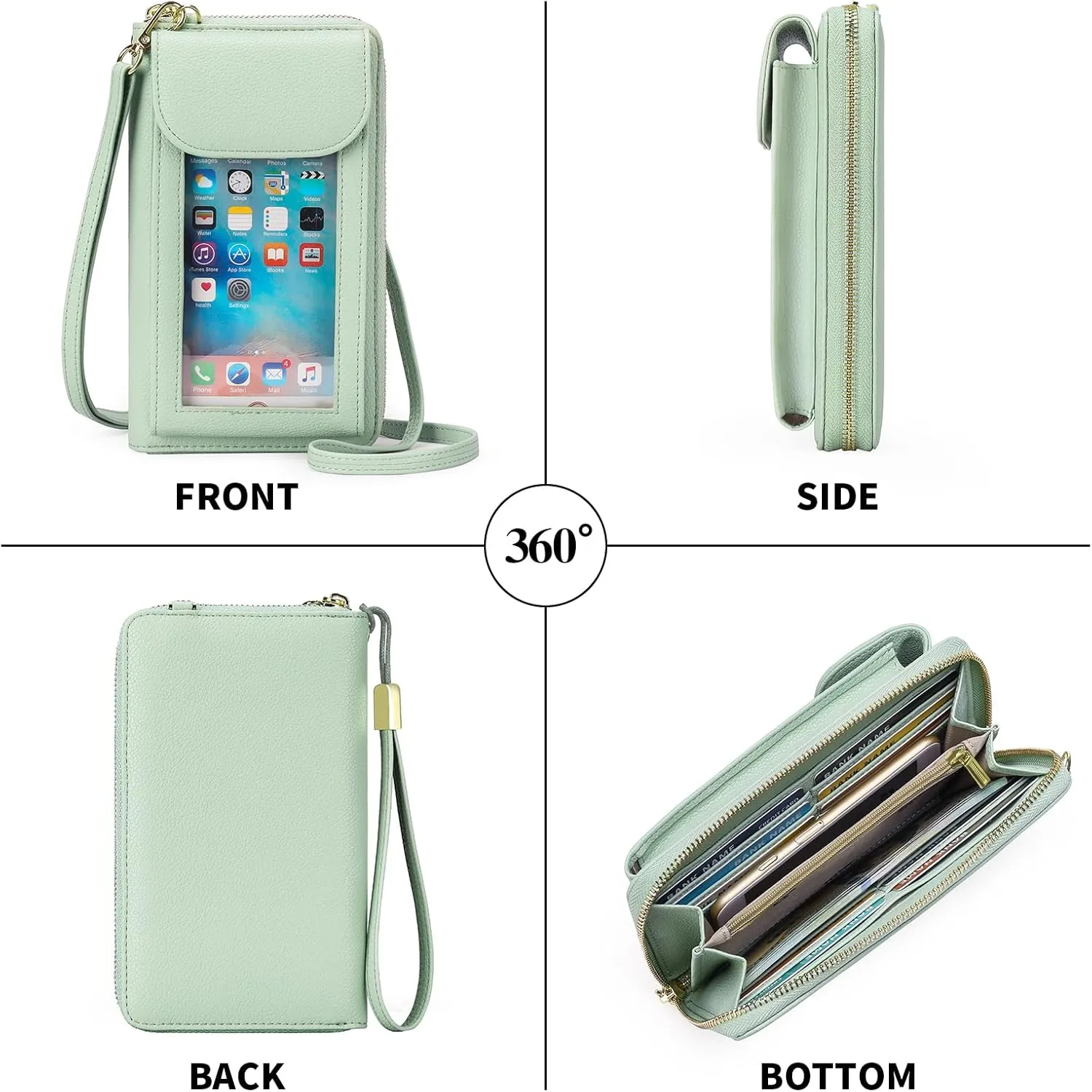FALAN MULE Small Cell Phone Crossbody Bag Purse for Women, PU Leather Wallet Purse