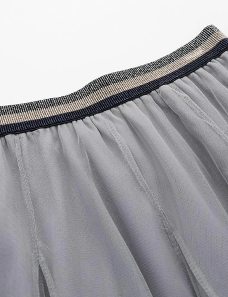 Falda de tul Tulle Skirts for Women Trendy Embroidered Star Pleated Midi Skirt Fairy A-Line High Waisted Layered Flowy Skirt Mujer