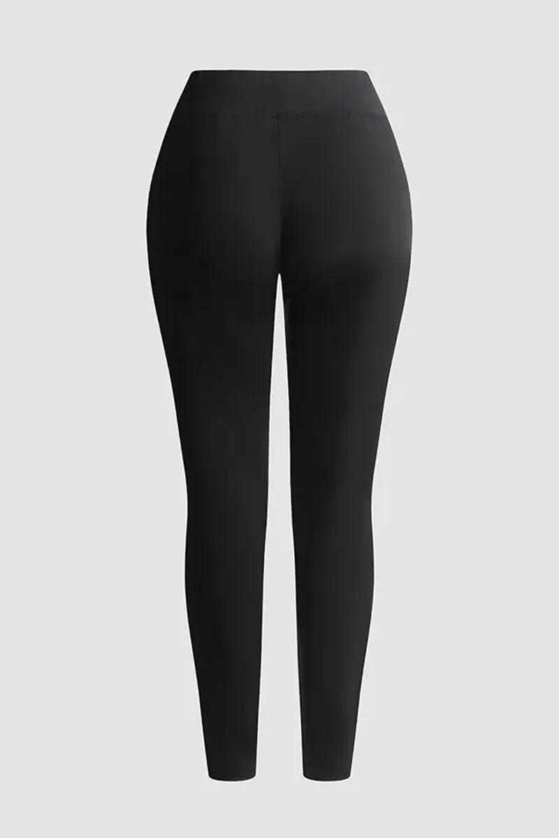 FAUX LEATHER PANTS WITH CONTRASTING TRIM AND ZIP