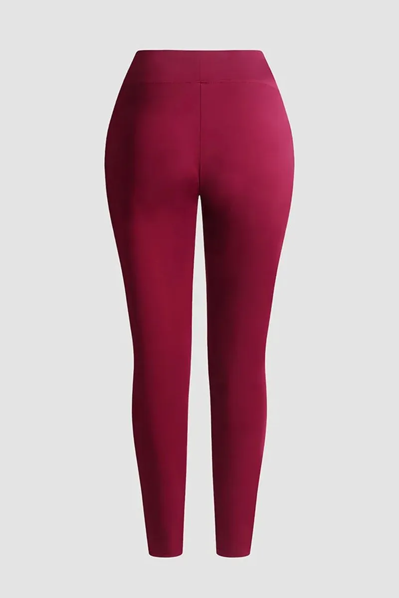 FAUX LEATHER PANTS WITH CONTRASTING TRIM AND ZIP