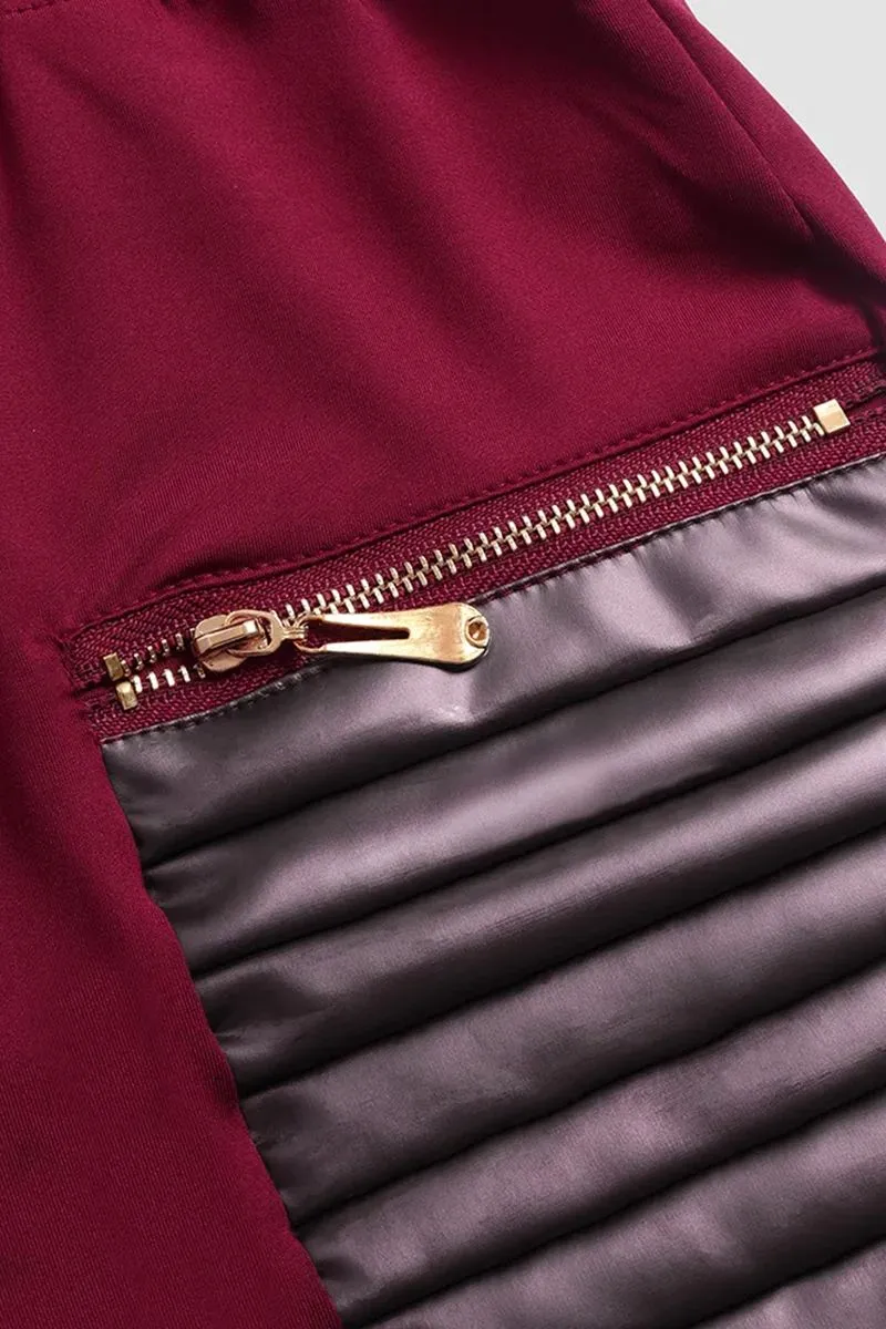 FAUX LEATHER PANTS WITH CONTRASTING TRIM AND ZIP
