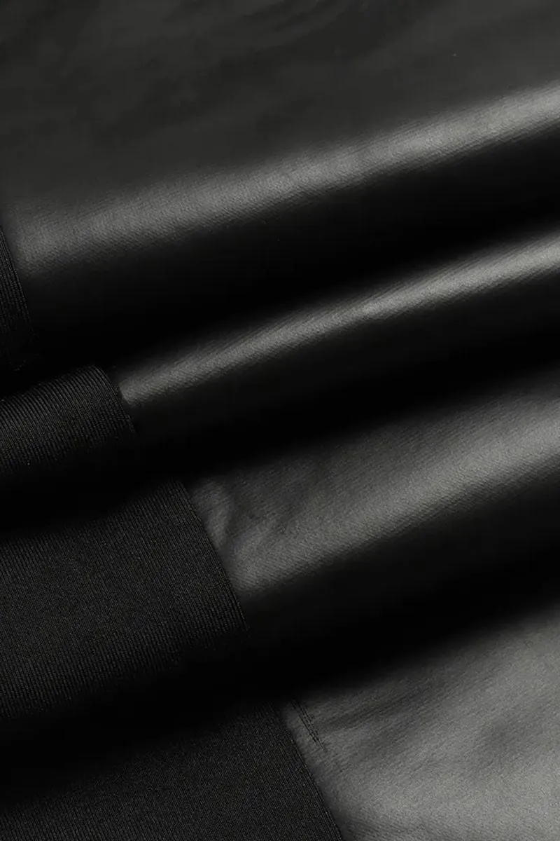 FAUX LEATHER PANTS WITH CONTRASTING TRIM AND ZIP