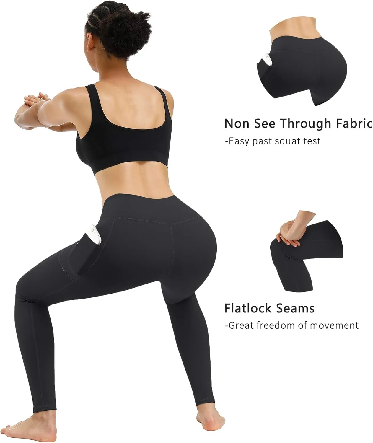 Fengbay 2 Pack High Waist Yoga Pants, Pocket Yoga Pants Tummy Control Workout Running 4 Way Stretch Yoga Leggings