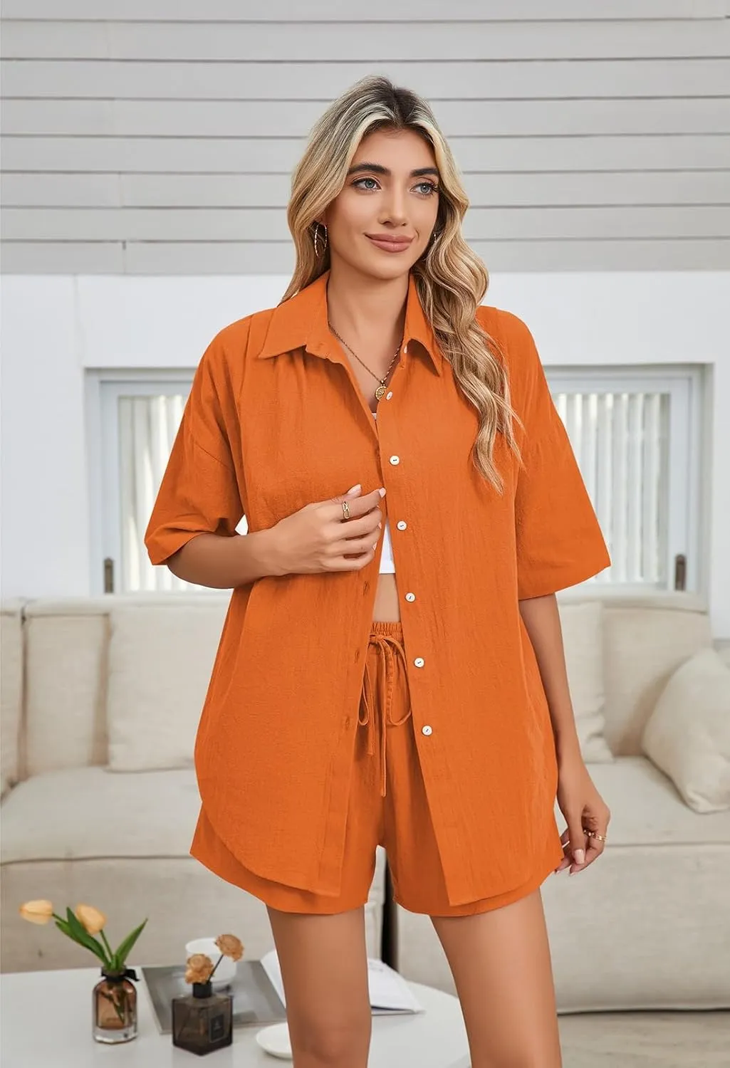 Fixmatti Women 2 Piece Outfit Summer Short Sleeve Top and Shorts Sweatsuit Set