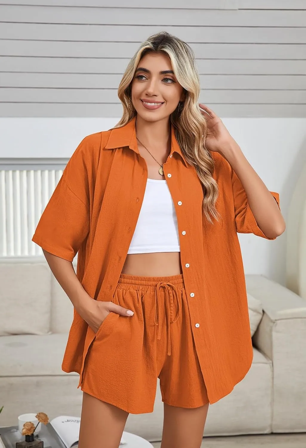 Fixmatti Women 2 Piece Outfit Summer Short Sleeve Top and Shorts Sweatsuit Set