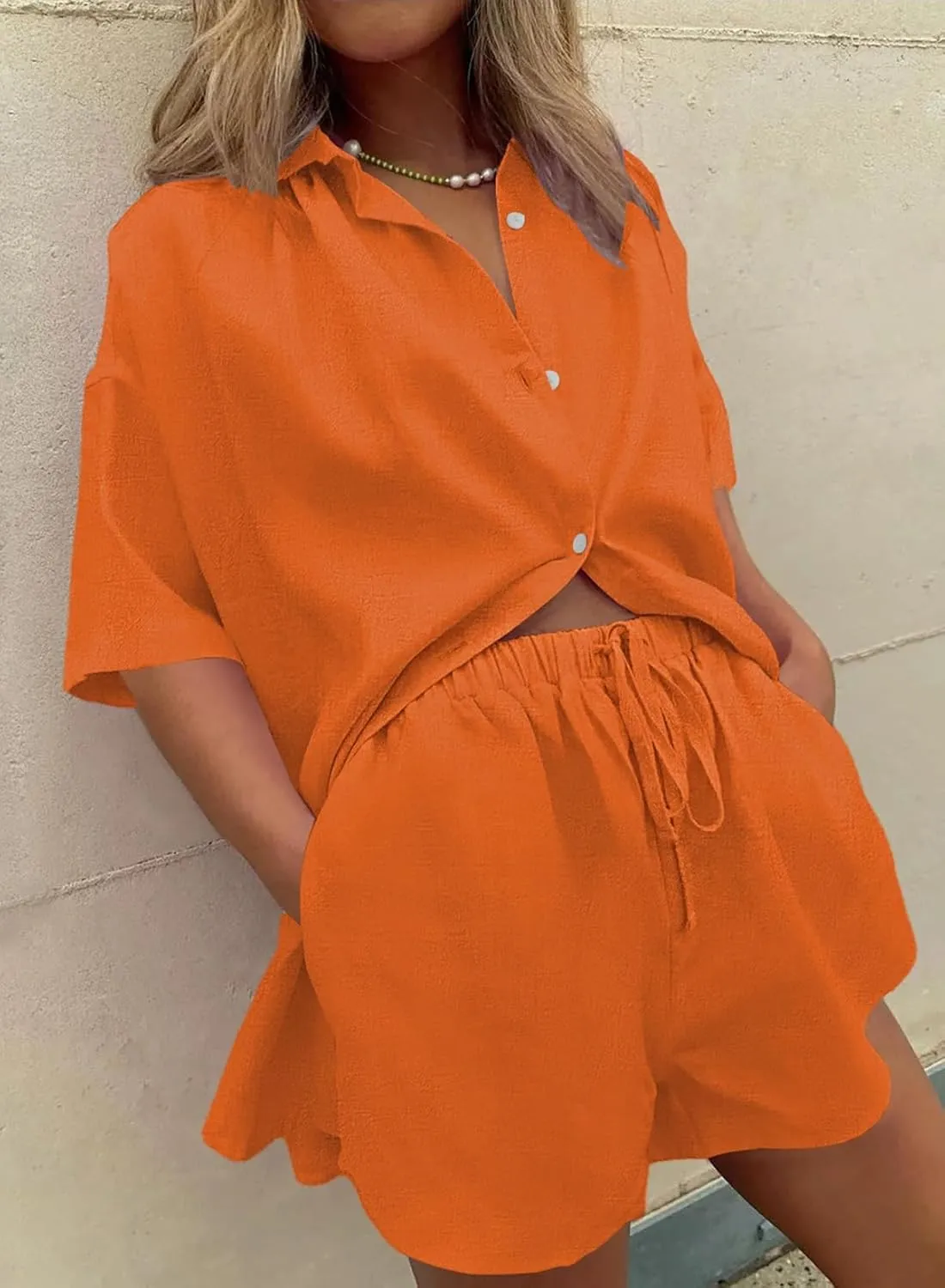 Fixmatti Women 2 Piece Outfit Summer Short Sleeve Top and Shorts Sweatsuit Set