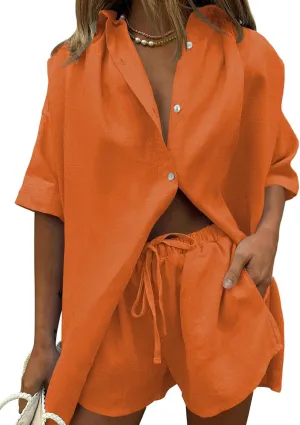 Fixmatti Women 2 Piece Outfit Summer Short Sleeve Top and Shorts Sweatsuit Set