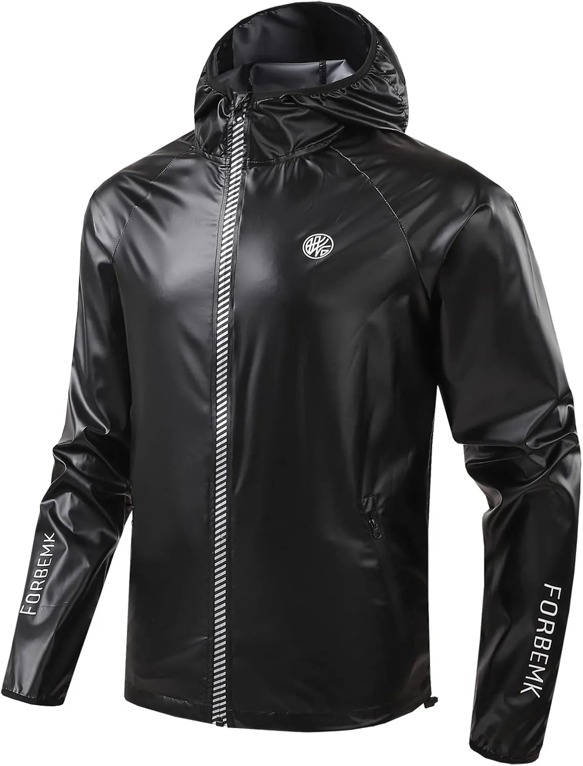 FORBEMK Men's Cycling Rain Jacket Windbreaker Running Jacket Waterproof Lightweight MTB Hooded Raincoat Bike Golf