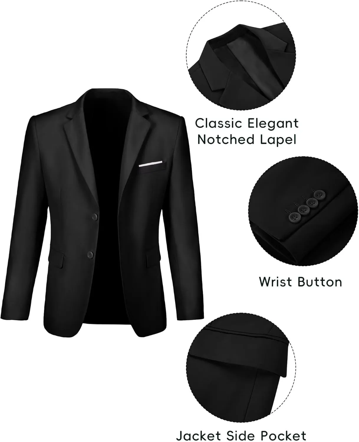 Fxzpiodi Mens Suit Slim Fit 2 Piece Suits,Two Button Solid Business Wedding Tuxedo Suit for Prom Suit Jacket and Pants
