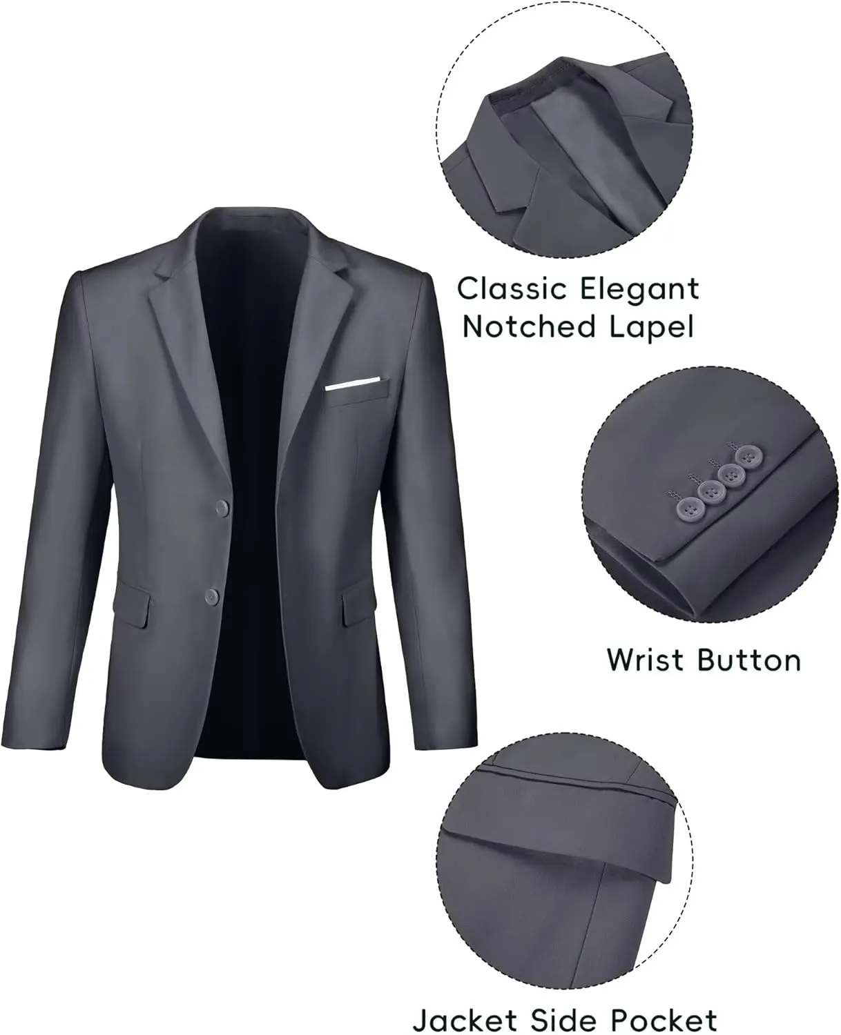 Fxzpiodi Mens Suit Slim Fit 2 Piece Suits,Two Button Solid Business Wedding Tuxedo Suit for Prom Suit Jacket and Pants