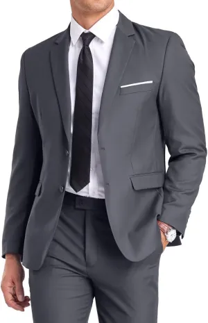 Fxzpiodi Mens Suit Slim Fit 2 Piece Suits,Two Button Solid Business Wedding Tuxedo Suit for Prom Suit Jacket and Pants