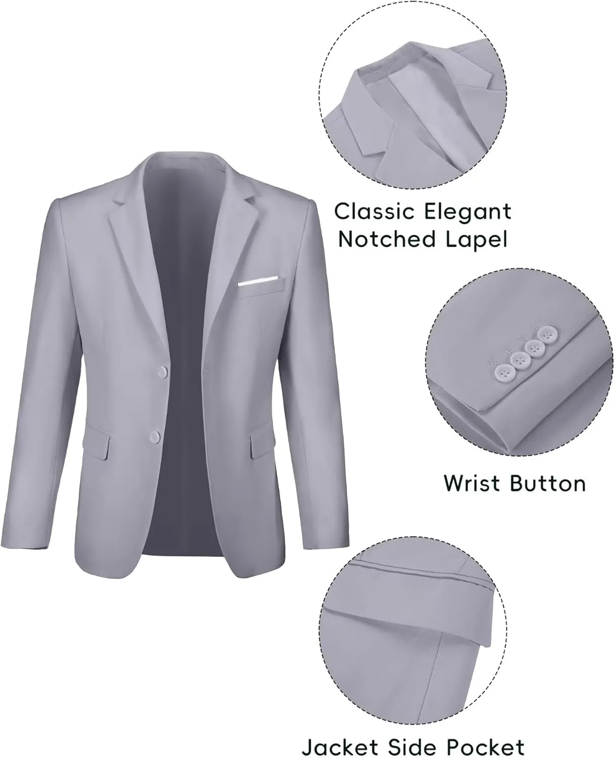 Fxzpiodi Mens Suit Slim Fit 2 Piece Suits,Two Button Solid Business Wedding Tuxedo Suit for Prom Suit Jacket and Pants
