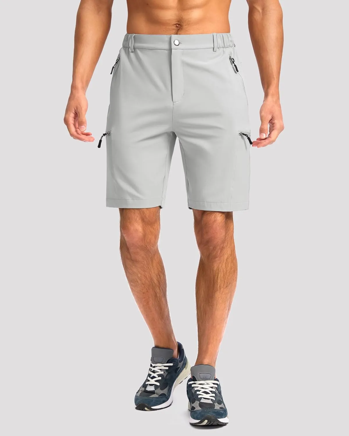 G Gradual Mens Hiking Cargo Shorts with 4 Zipper Pockets 9" Quick Dry Lightweight Casual Work Shorts for Men Golf Fishing