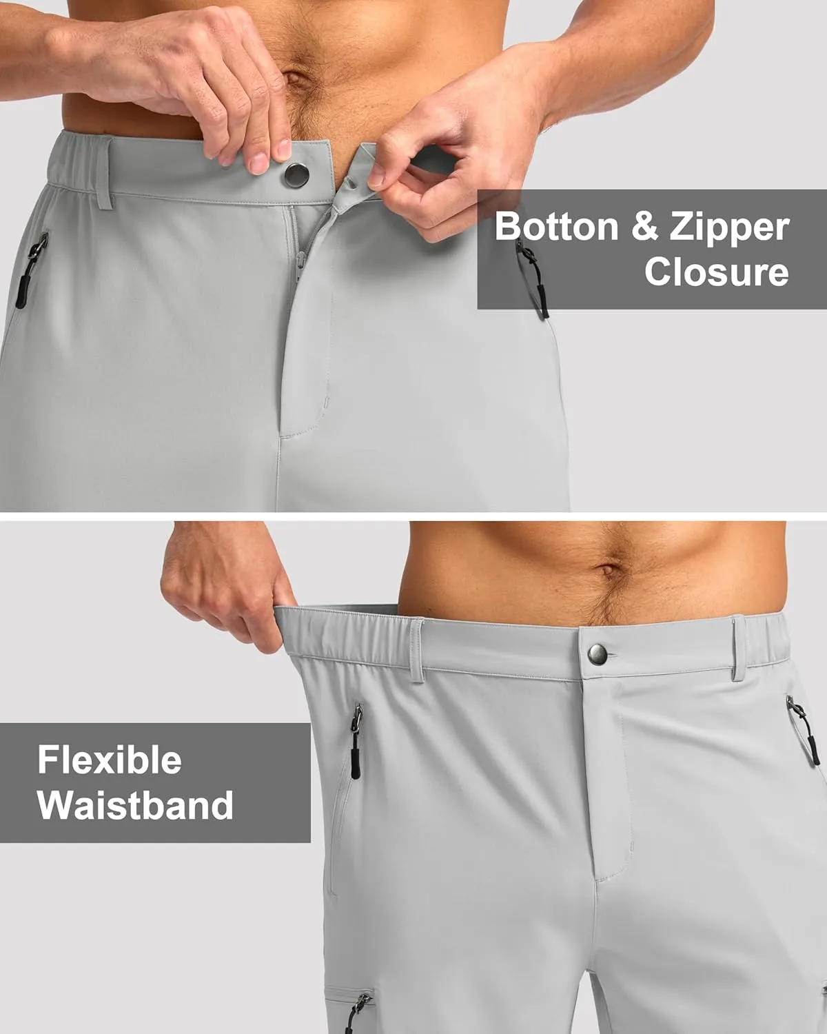 G Gradual Mens Hiking Cargo Shorts with 4 Zipper Pockets 9" Quick Dry Lightweight Casual Work Shorts for Men Golf Fishing