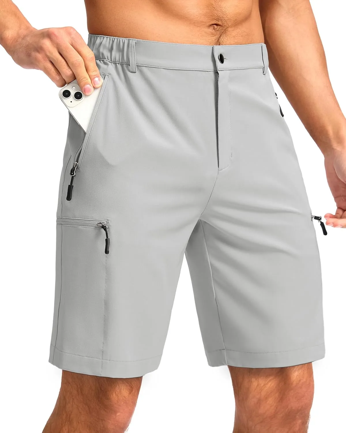 G Gradual Mens Hiking Cargo Shorts with 4 Zipper Pockets 9" Quick Dry Lightweight Casual Work Shorts for Men Golf Fishing