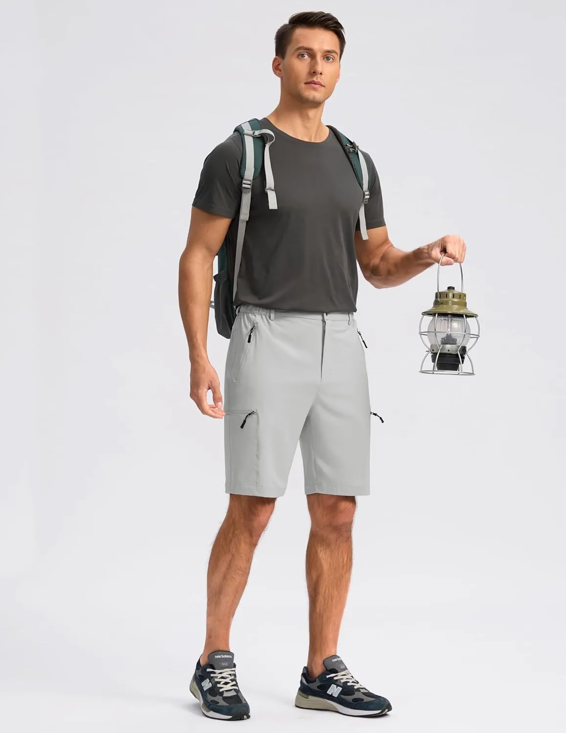 G Gradual Mens Hiking Cargo Shorts with 4 Zipper Pockets 9" Quick Dry Lightweight Casual Work Shorts for Men Golf Fishing