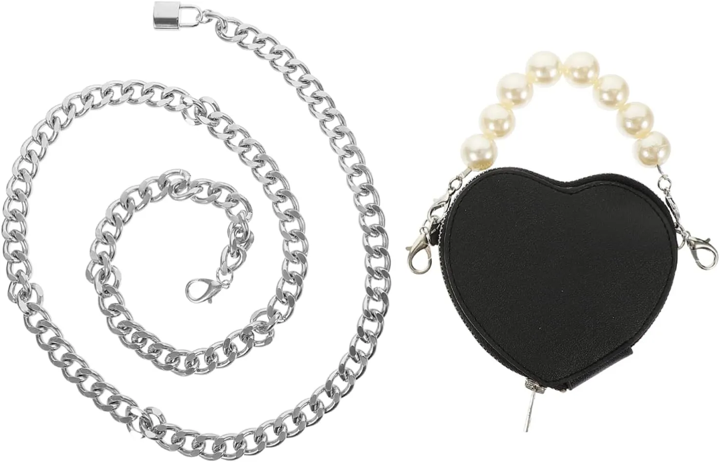 GALPADA Heart Waist for Women Punk Style Metal Chain Waist Bag Fashionable Storage Pouch for Vacation Travel Daily Use