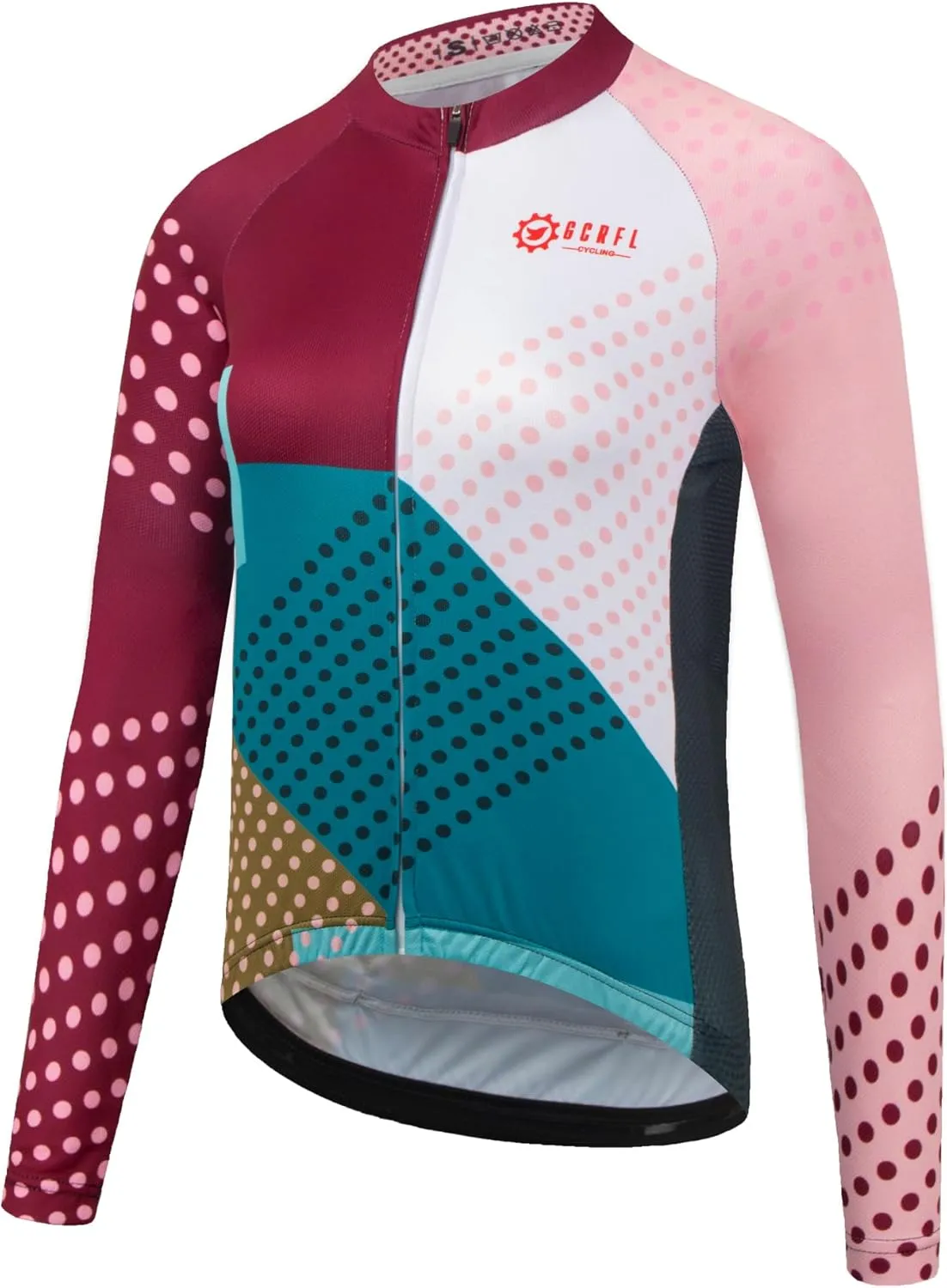 GCRFL Women's Cycling Jersey Long Sleeve Biking Cycling Shirt with 3 1 Zipper Pocket Breathable Quick Dry Bicycle Jersey