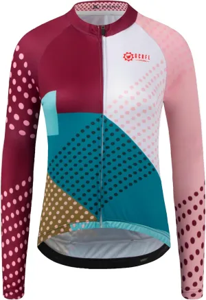GCRFL Women's Cycling Jersey Long Sleeve Biking Cycling Shirt with 3 1 Zipper Pocket Breathable Quick Dry Bicycle Jersey