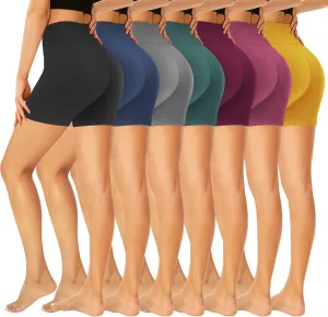 GROTEEN 7 Pack High Waisted 5''/8'' Biker Shorts for Women - Buttery Soft Black Workout Yoga Running Spandex Yoga Shorts