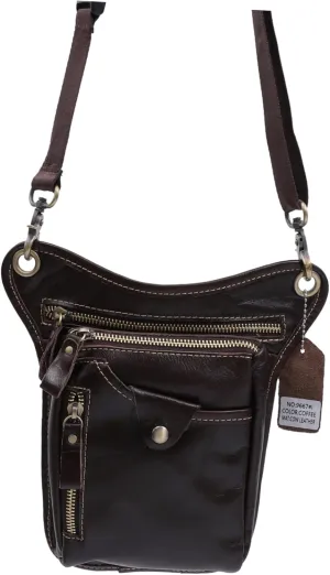 Happyyami 1pc Vintage Pu Leather Phone Bag for Men Cycling Waist Pack Storage for Cash Keys Running