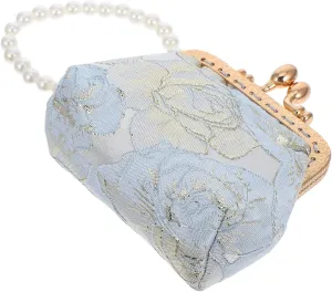 Homoyoyo Chinese Coin Handbag Vintage Brocade Evening Clutch Purse for Women Floral Embroidery Wedding Essential Bag