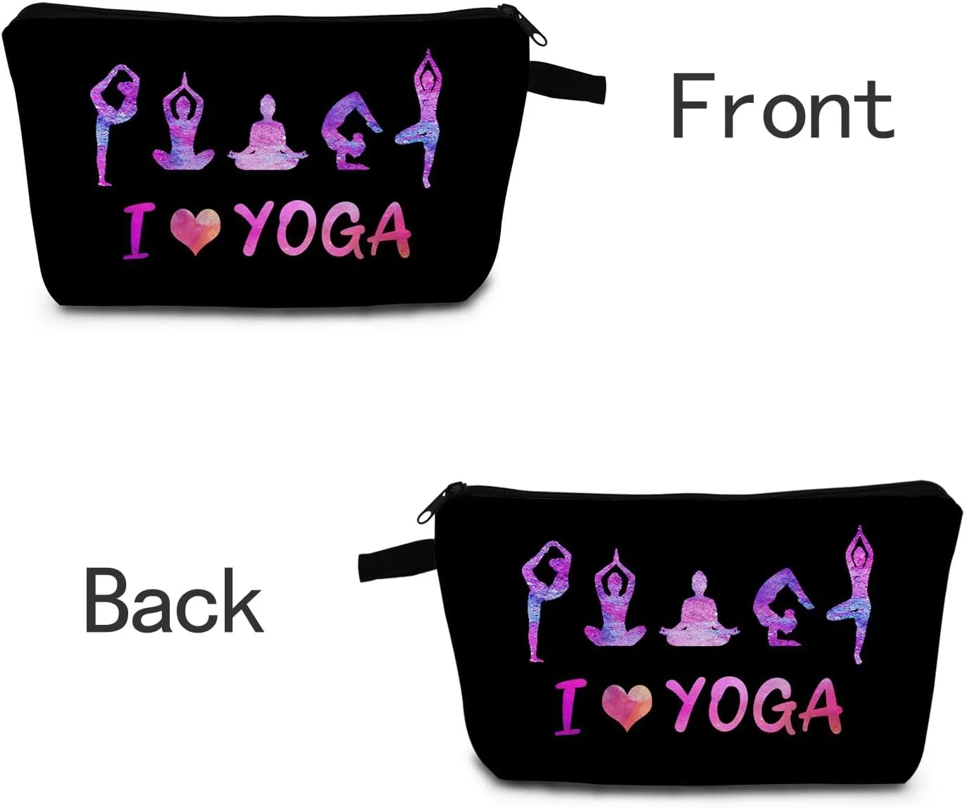 I Love Yoga Makeup Cosmetic Bag Pouch Yoga Gift Yoga Lovers Gift Yoga Instructor Makeup Bag Cartoon Cosmetic Pouch Yoga Accessories Zen Makeup Bag Yoga for Beginners Travel Toiletry Bag