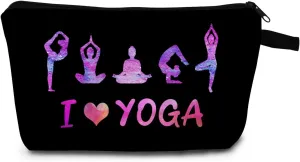 I Love Yoga Makeup Cosmetic Bag Pouch Yoga Gift Yoga Lovers Gift Yoga Instructor Makeup Bag Cartoon Cosmetic Pouch Yoga Accessories Zen Makeup Bag Yoga for Beginners Travel Toiletry Bag