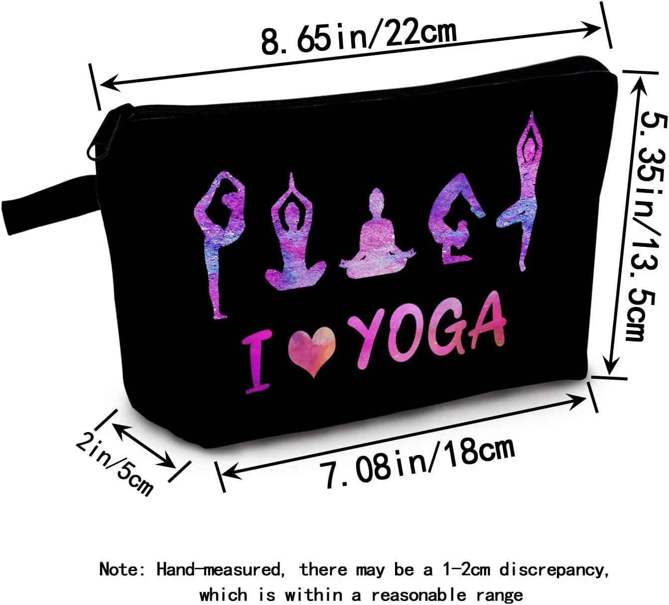 I Love Yoga Makeup Cosmetic Bag Pouch Yoga Gift Yoga Lovers Gift Yoga Instructor Makeup Bag Cartoon Cosmetic Pouch Yoga Accessories Zen Makeup Bag Yoga for Beginners Travel Toiletry Bag