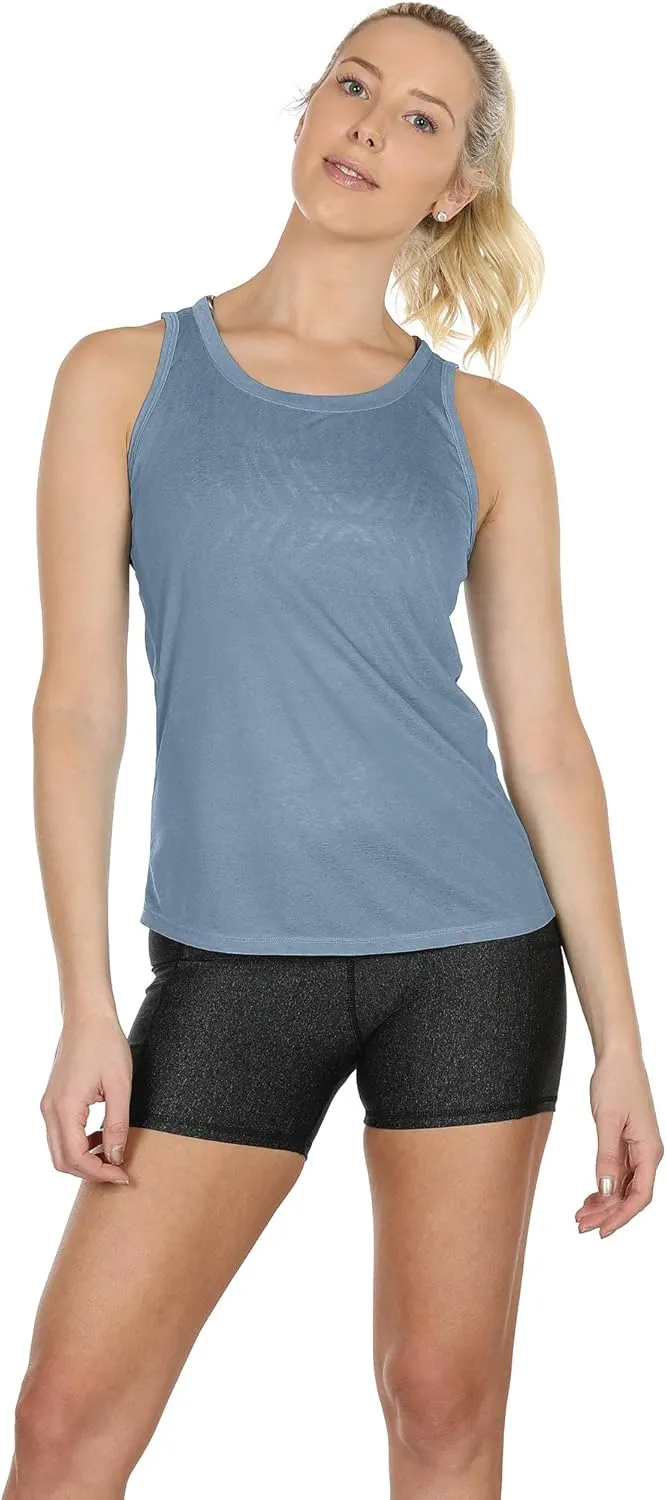 icyzone Women's Lightweight Breathable Open Back Workout Athletic Yoga Tank Tops