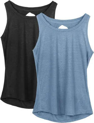 icyzone Women's Lightweight Breathable Open Back Workout Athletic Yoga Tank Tops