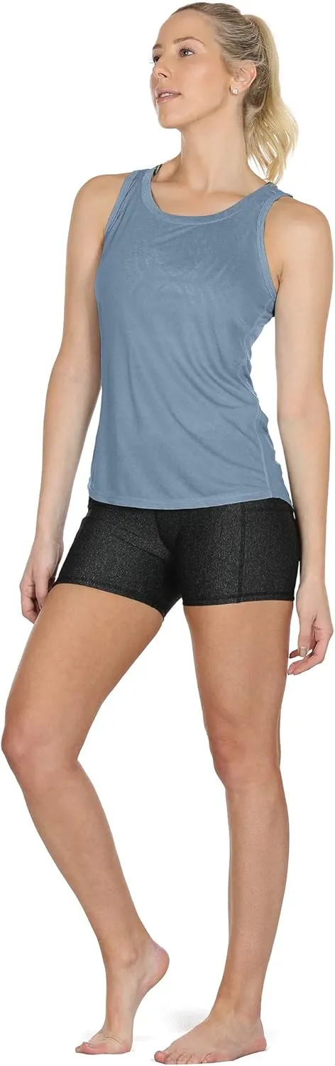 icyzone Women's Lightweight Breathable Open Back Workout Athletic Yoga Tank Tops