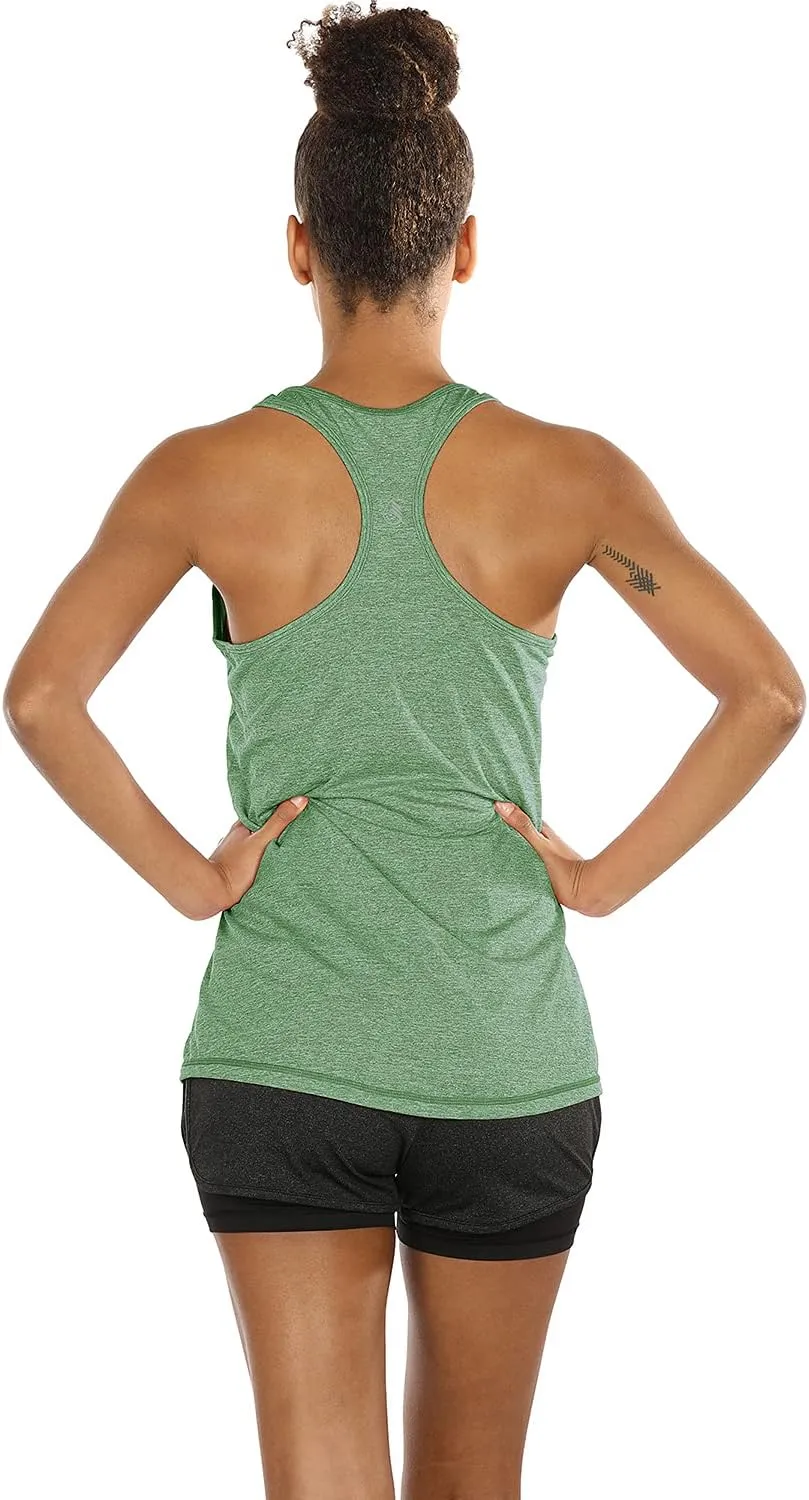 icyzone Women's Racerback Workout Athletic Running Tank Tops (Pack of 3)