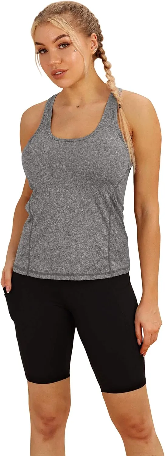 icyzone Women's Racerback Workout Athletic Running Tank Tops (Pack of 3)