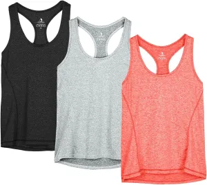 icyzone Women's Racerback Workout Athletic Running Tank Tops (Pack of 3)