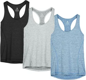 icyzone Women's Racerback Workout Athletic Running Tank Tops (Pack of 3)