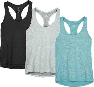 icyzone Women's Racerback Workout Athletic Running Tank Tops (Pack of 3)