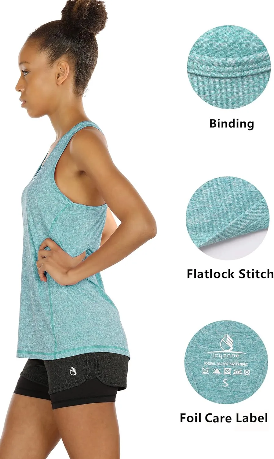 icyzone Women's Racerback Workout Athletic Running Tank Tops (Pack of 3)